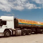 A rusty cargo truck at the Turkey-Iran border in Sistan and Baluchestan Province.